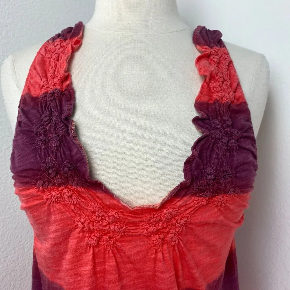 Free People Anthropologie Stripe Knit Tank Top XS Racerback Boho Festival Travel